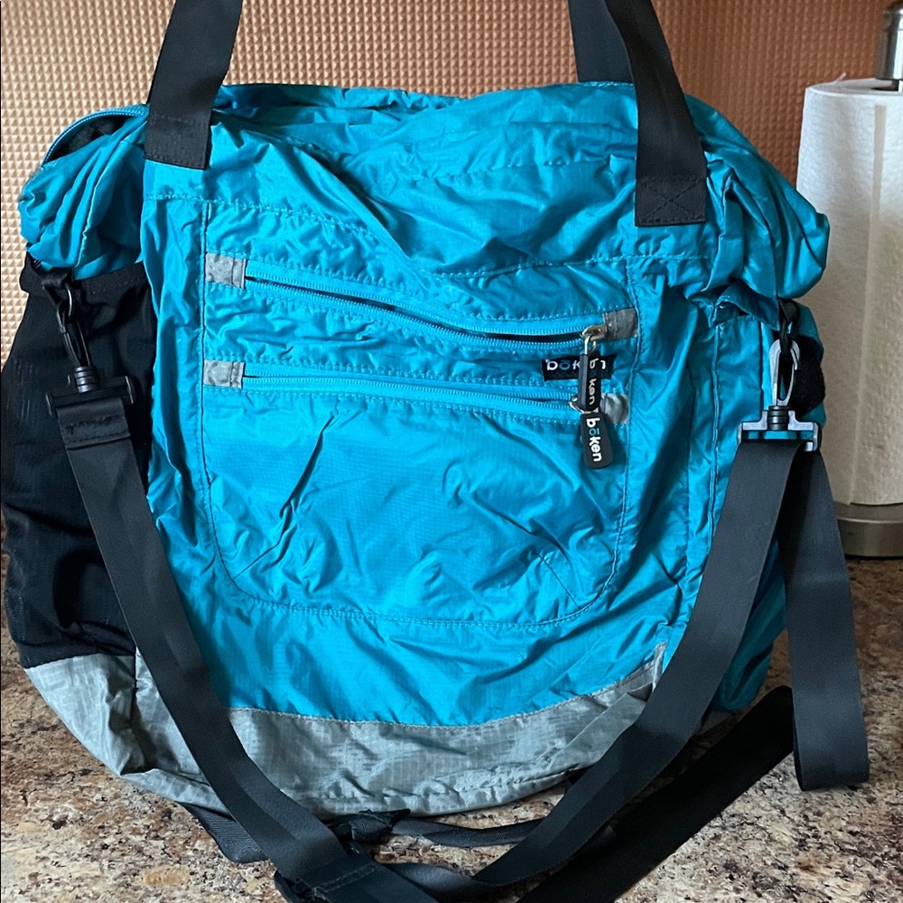 Teal Blue Multi-Pocket Travel Tote Bag